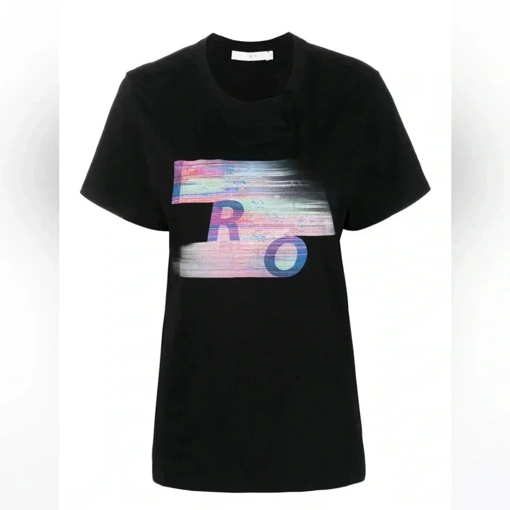 NWT IRO PARIS graphic logo-print Tee Shirt Black S